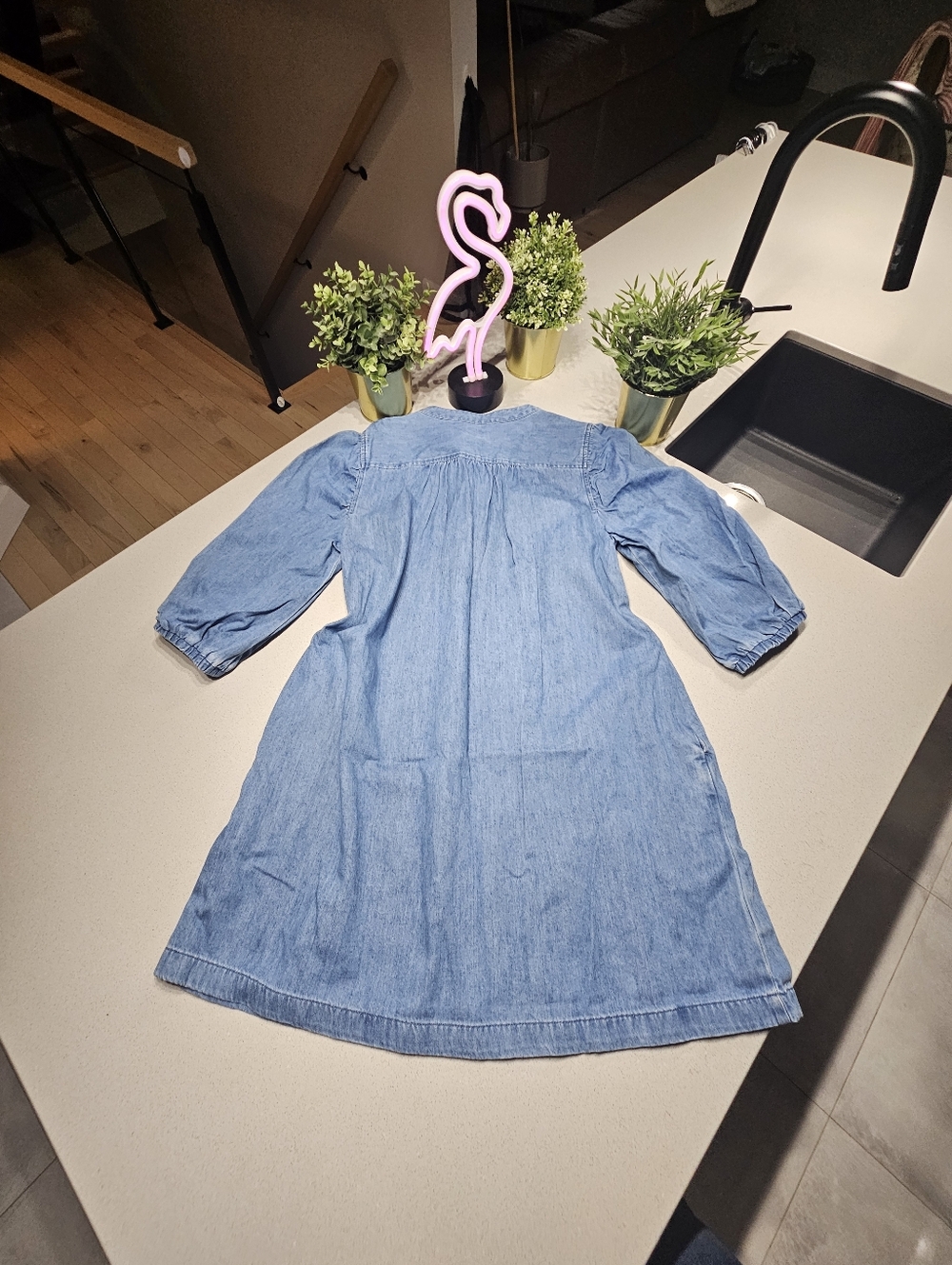 GAP Robe Midi En Denim Véritable Bleue Claire - Picture 6 of 7